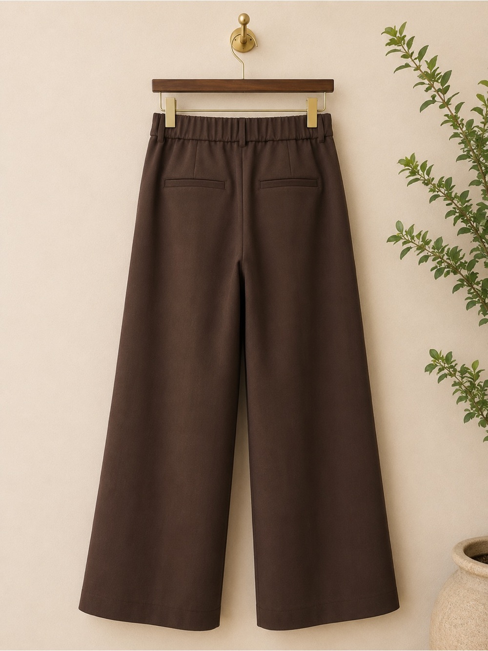 Abercrombie & Fitch Sloane Tailored Wide Leg Pants Dark Coffee 26 Short - Picture 2 of 8